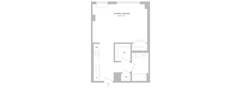 A floor plan of a living and dining room with dimensions.
