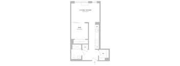 A floor plan of a living/dining area that is 15 feet 4 inches by 10 feet 7 inches.