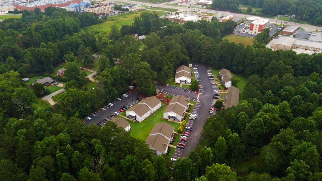 an aerial view of the parking lot of a parking lot