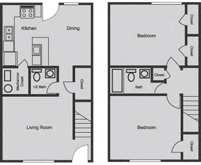 2 Bedroom Townhouse Floor Plan