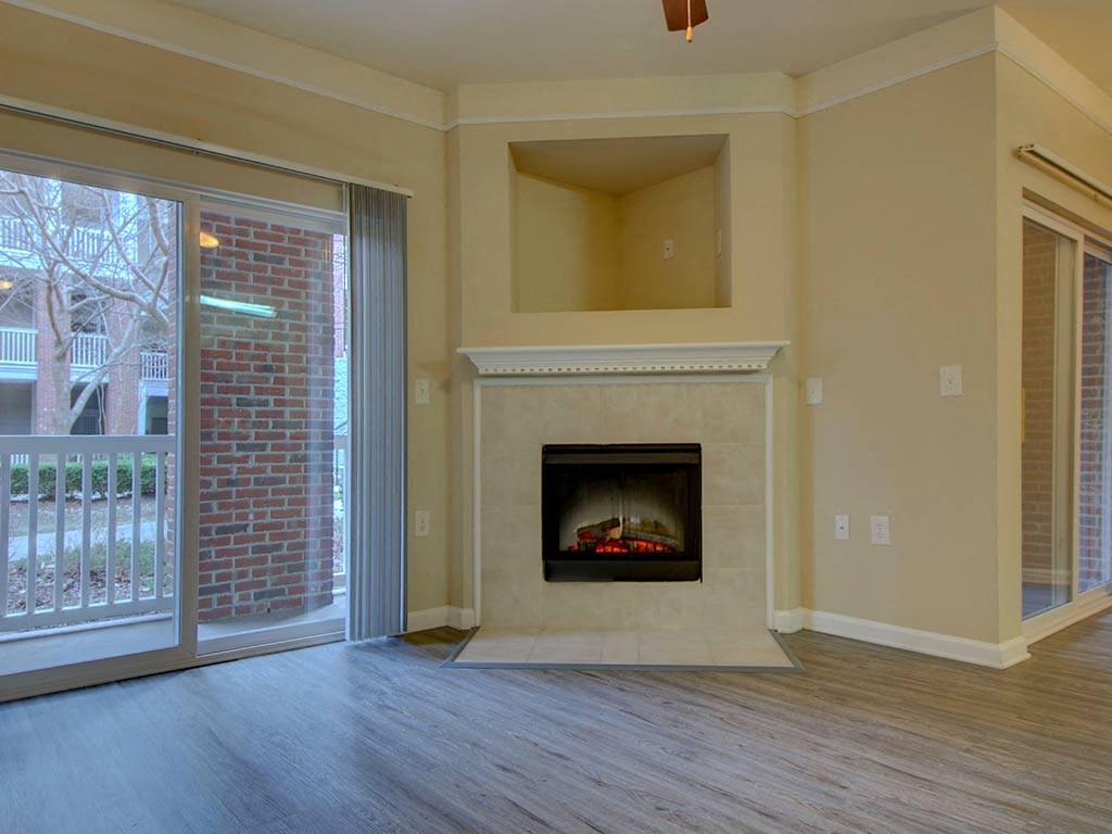 Fireplace at Rose Heights apartment Raleigh, NC