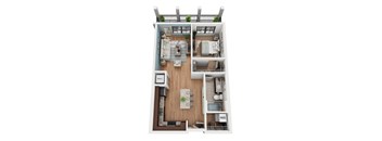 A1 1 Bedroom 1 Bathroom 3D Floor Plan at Azul Baldwin Park, Orlando, 32814