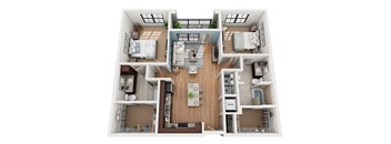 B2 2 Bedroom 2 Bathroom 3D Floor Plan at Azul Baldwin Park, Orlando, 32814