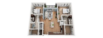 B3 2 Bedroom 2 Bathroom 3D  Floor Plan at Azul Baldwin Park, Orlando, 32814