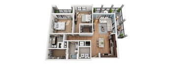 B4 2 Bedroom 2 Bathroom 3D  Floor Plan at Azul Baldwin Park, Orlando, 32814