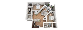 B5 2 Bedroom 2 Bathroom 3D  Floor Plan at Azul Baldwin Park, Orlando, 32814