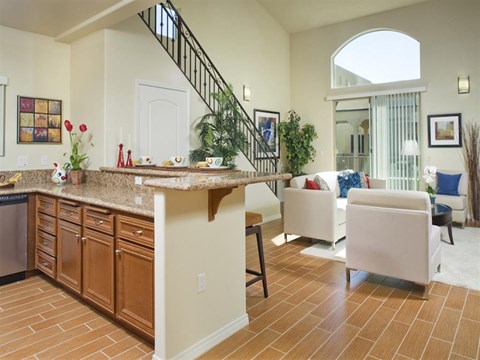 Spacious Living Room With Plank Flooring at The Verandas, California, 91304