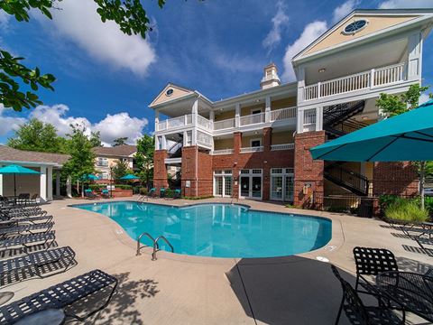 Poolside Sundeck With Relaxing Chairs at Rose Heights Apartments, Raleigh, North Carolina