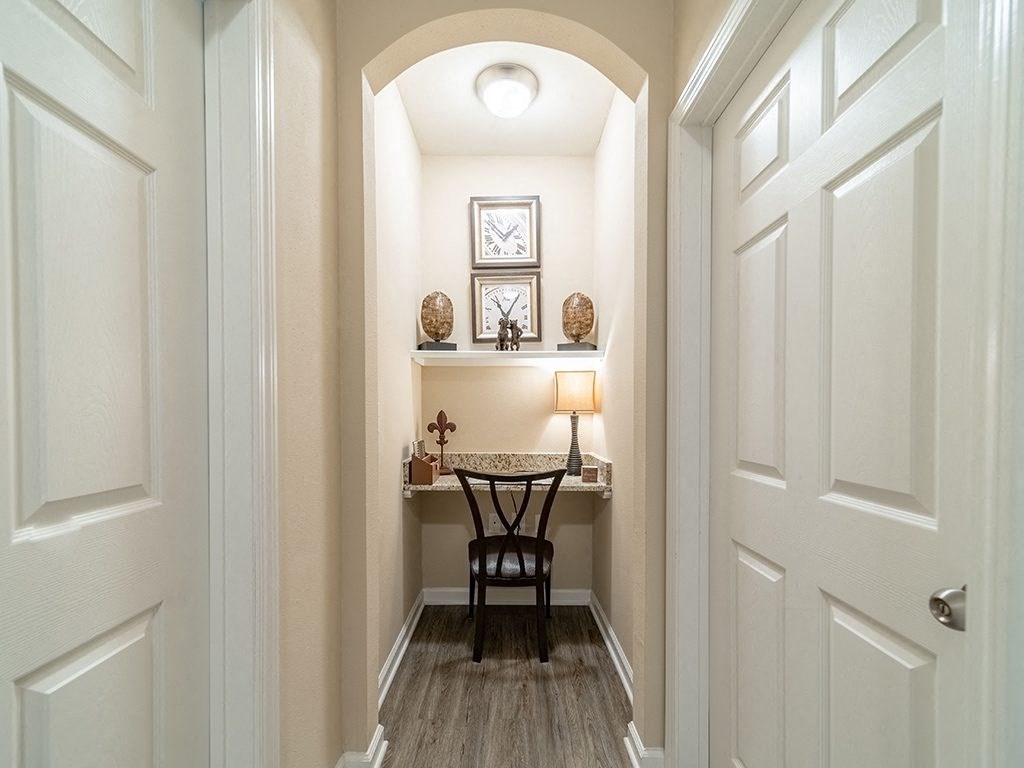 Small Desk And Home Décor at Rose Heights Apartments, Raleigh, NC