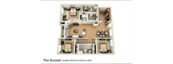 Sunset Floor Plan  at The Verandas, Canoga Park, CA, 91304