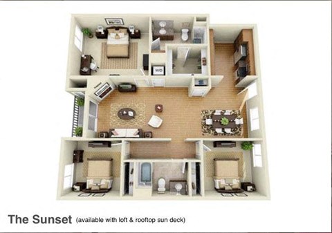 Sunset Floor Plan  at The Verandas, Canoga Park, CA, 91304