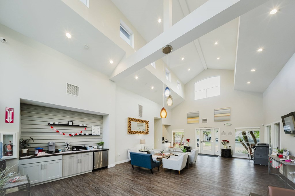 A spacious kitchen with a dining area and a living room. at Legends at Rancho Belago, Moreno Valley, CA, 92553