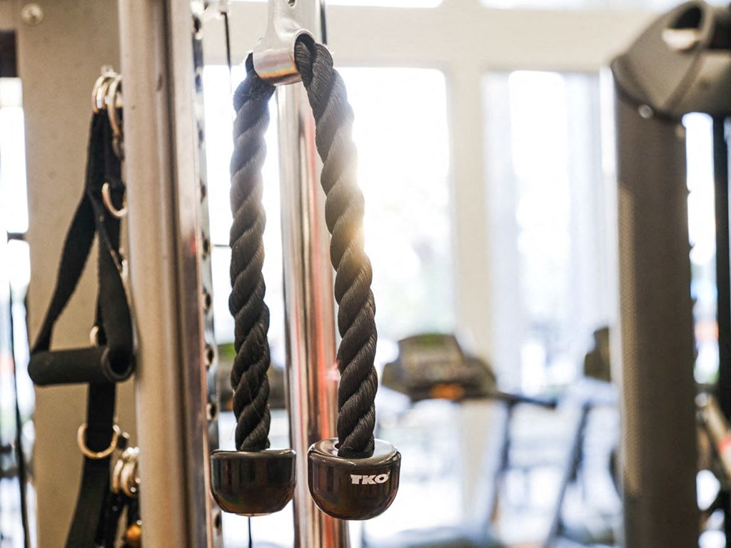 a gym with ropes and weights in it at Linden on the GreeneWay, Florida, 32824