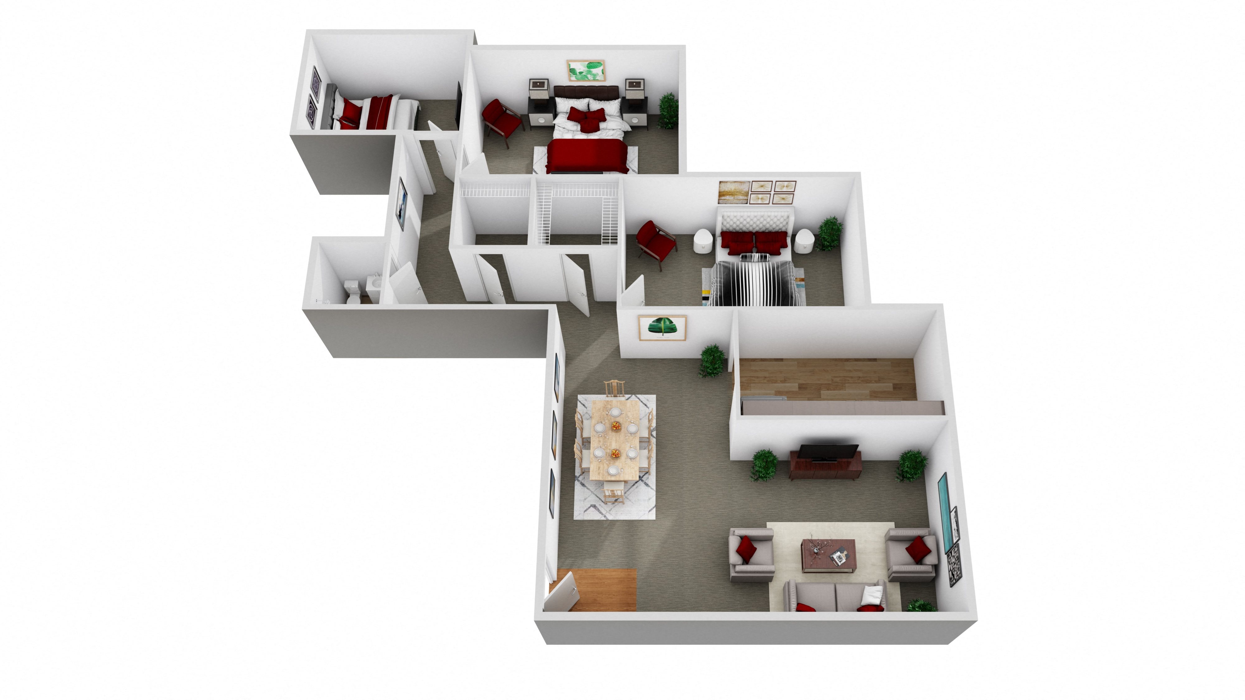 3 Bedroom 1 Bath 3 Bedroom South Pointe Apartments