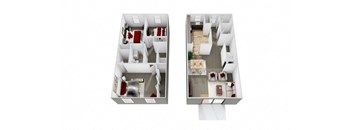 3 bed townhome with 2 half baths floorplan