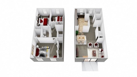 3 bed townhome with 2 half baths floorplan