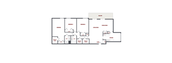 2D floor plan for 3 Bedroom 2 Bathroom apartment at The Summit at Laurel Park