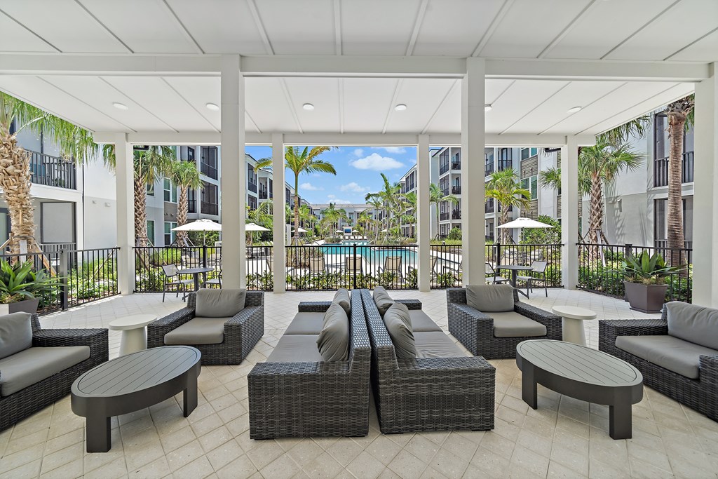 Poolside Lounge Area at Mira at Palmer Ranch, Sarasota, FL, 34238