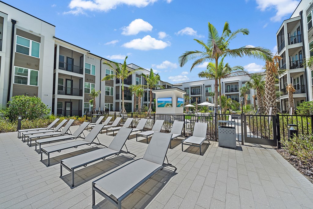 Poolside Relaxing Chairs at Mira at Palmer Ranch, Sarasota, FL