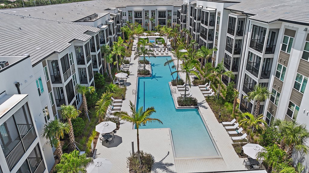 Aerial Pool View at Mira at Palmer Ranch, Sarasota, FL