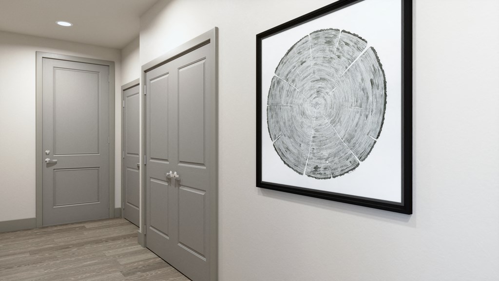 Model apartment hall area at Ironcrest, Texas