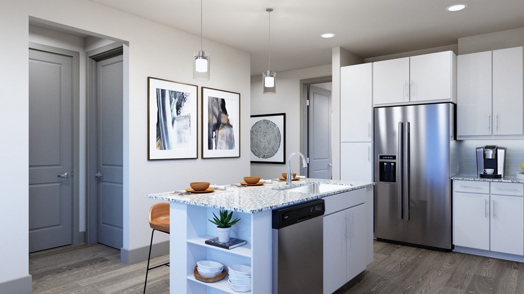 kitchen island area at Ironcrest, North Richland Hills, Texas