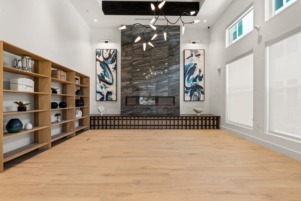indoor resident lounge area with fireplace