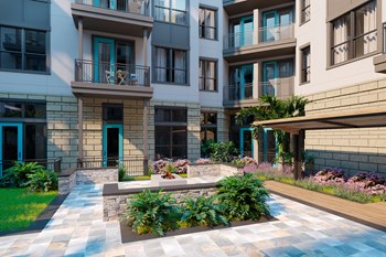 Outdoor courtyard with fire pit Outdoor courtyard with fire pit at Axio at Carillon, Saint Petersburg, 33716 - Photo Gallery 6