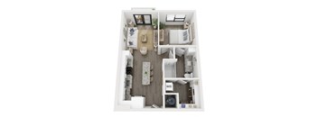 Ironcrest A1 1 bed 1 bath floor plan at Ironcrest, North Richland Hills, Texas