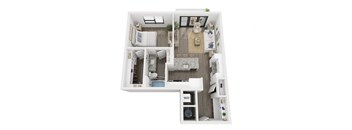 Ironcrest A3 1 bed 1 bath floor plan at Ironcrest, Texas