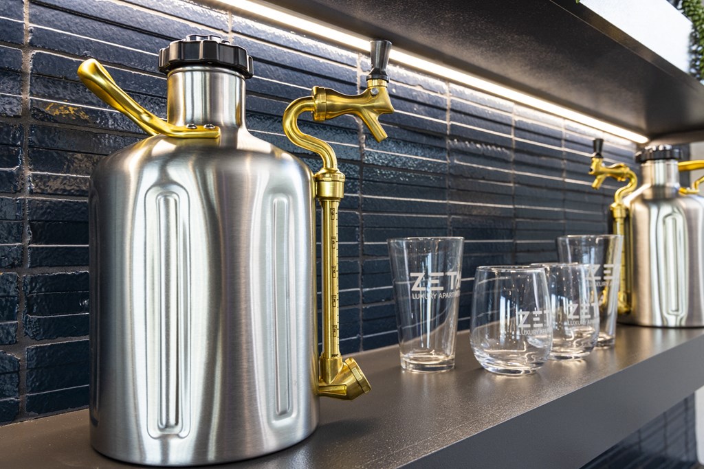Beer and wine on tap at Zeta Luxury Apartments in Sacramento, CA