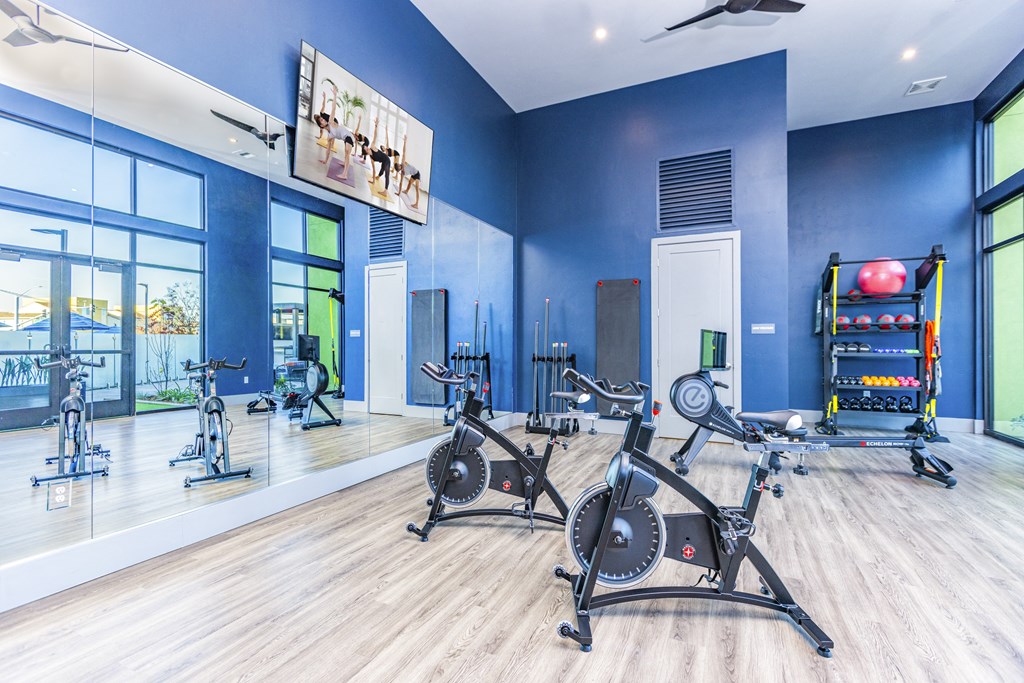 Yoga Studio with Spin Bikes at Zeta Luxury Apartments in Sacramento, CA