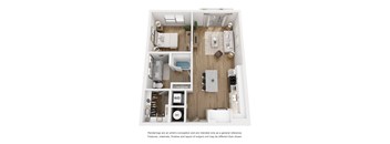 1 bedroom 1 bathroom floor plan at LynnCora, Grand Prairie, TX, 75052