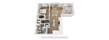 1 bedroom 1 bathroom floor plan at LynnCora, Grand Prairie, TX, 75052