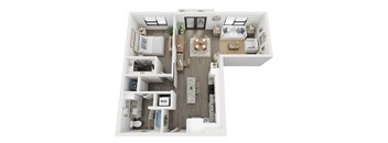 1 bedroom 1 bathroom floor plan Cat LynnCora, Grand Prairie, Texas