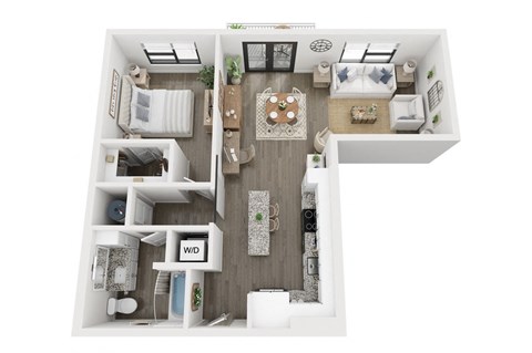 1 bedroom 1 bathroom floor plan Cat LynnCora, Grand Prairie, Texas