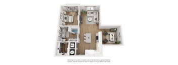 1 bedroom 1 bathroom floor plan at LynnCora, Grand Prairie, TX, 75052