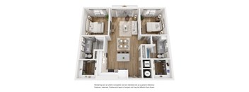 2 bedroom 2 bathroom floor plan A at LynnCora, Texas