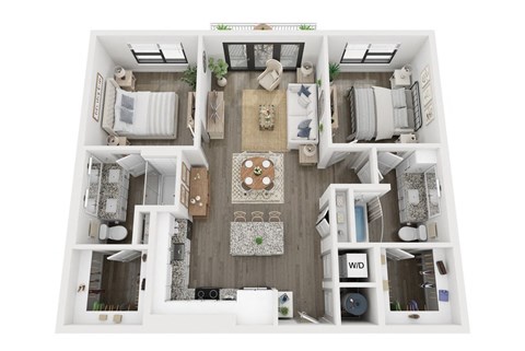 2 bedroom 2 bathroom floor plan A at LynnCora, Texas