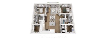 2 bedroom 2 bathroom floor plan A at LynnCora, Texas