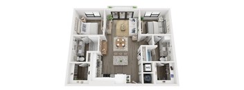 2 bedroom 2 bathroom floor plan at LynnCora, Grand Prairie