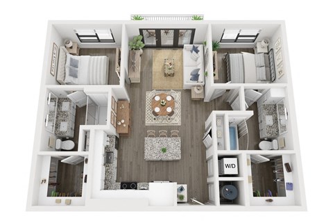 2 bedroom 2 bathroom floor plan at LynnCora, Grand Prairie