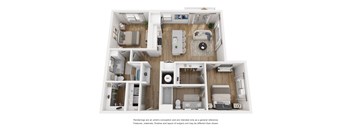 2 bedroom 2 bathroom floor plan A at LynnCora, Texas