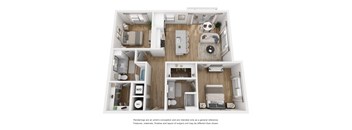 2 bedroom 2 bathroom floor plan A at LynnCora, Texas