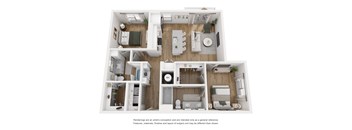 2 bedroom 2 bathroom floor plan A at LynnCora, Texas
