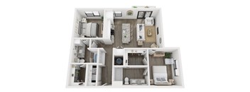 2 bedroom 2 bathroom floor plan D at LynnCora, Grand Prairie, TX