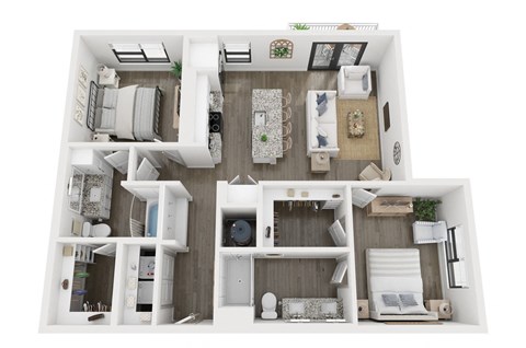 2 bedroom 2 bathroom floor plan D at LynnCora, Grand Prairie, TX