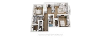 2 bedroom 2 bathroom floor plan A at LynnCora, Texas
