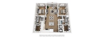2 bedroom 2 bathroom floor plan A at LynnCora, Texas