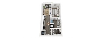 Studio 1 bathroom floor plan at LynnCora, Texas